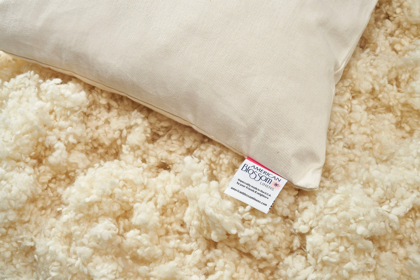 Pillow and Wool Fill Bed Pillow Natural Cotton Wool Fill Made in USA