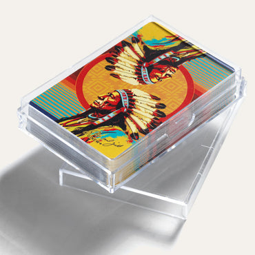 Native American Sitting Bull playing cards in acrylic case