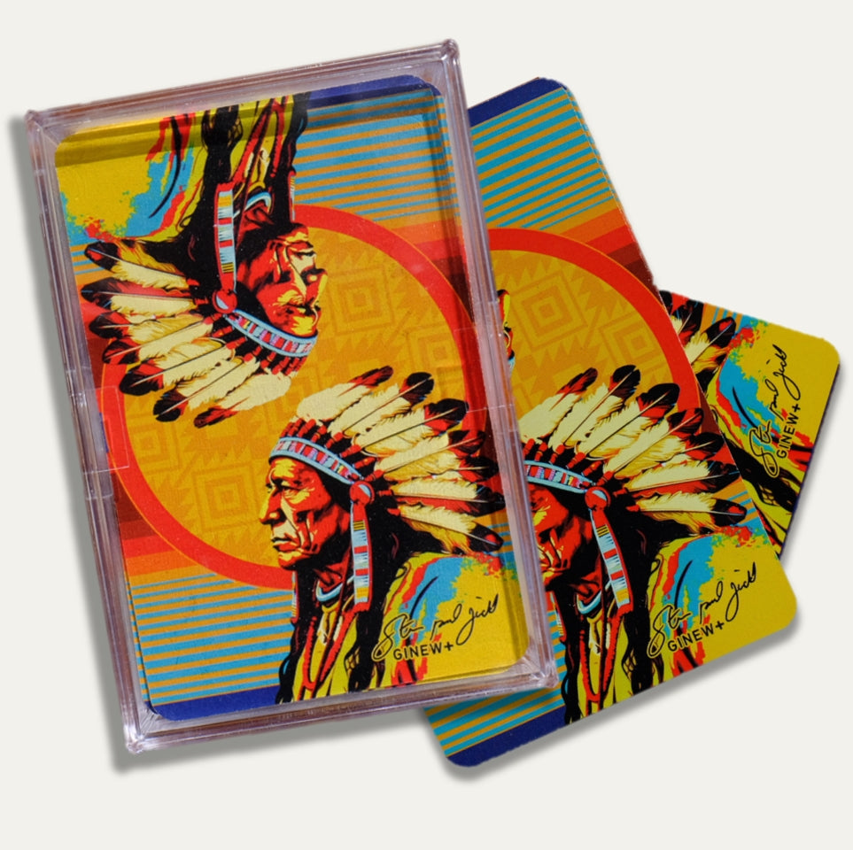 Steven Paul Judd designed Sitting Bull Playing cards in a plastic case and full deck of cards