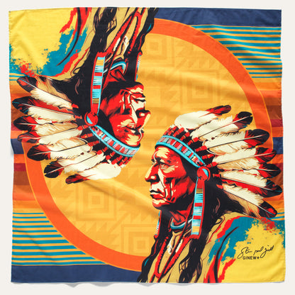 Ginew + Steven Paul Judd colorful Sitting Bull extra large bandana wild rag