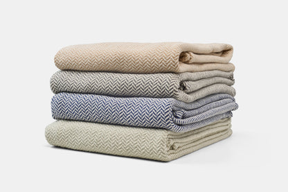 Stack Folded Blanket Herringbone Weave Cotton Made in USA