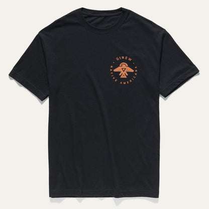 Thunderbird Power tee front black tshirt, copper graphic design