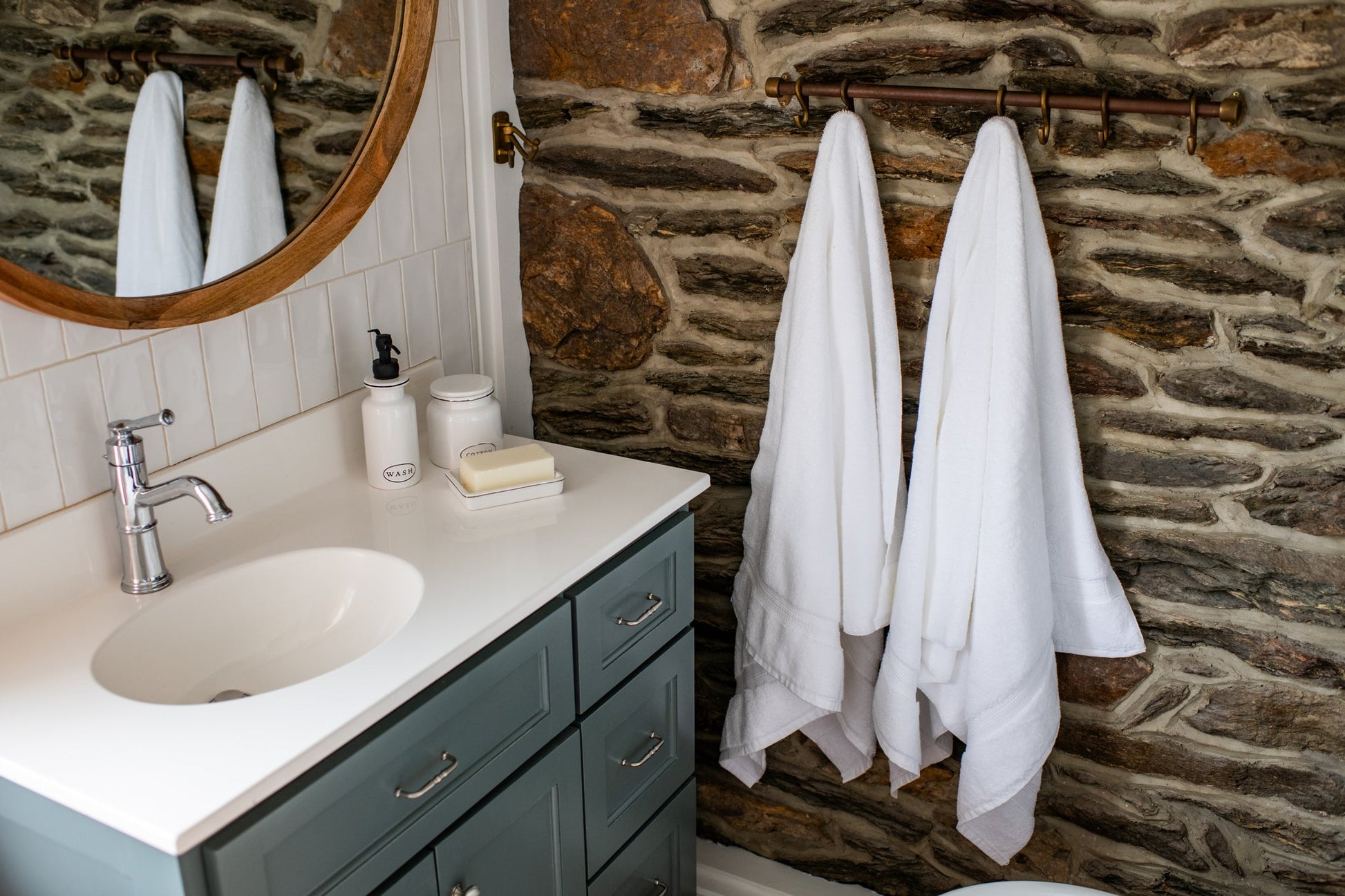 Towels Hanging on Hooks Color White Bath Towels Ethically Made Luxury Cotton Made in USA