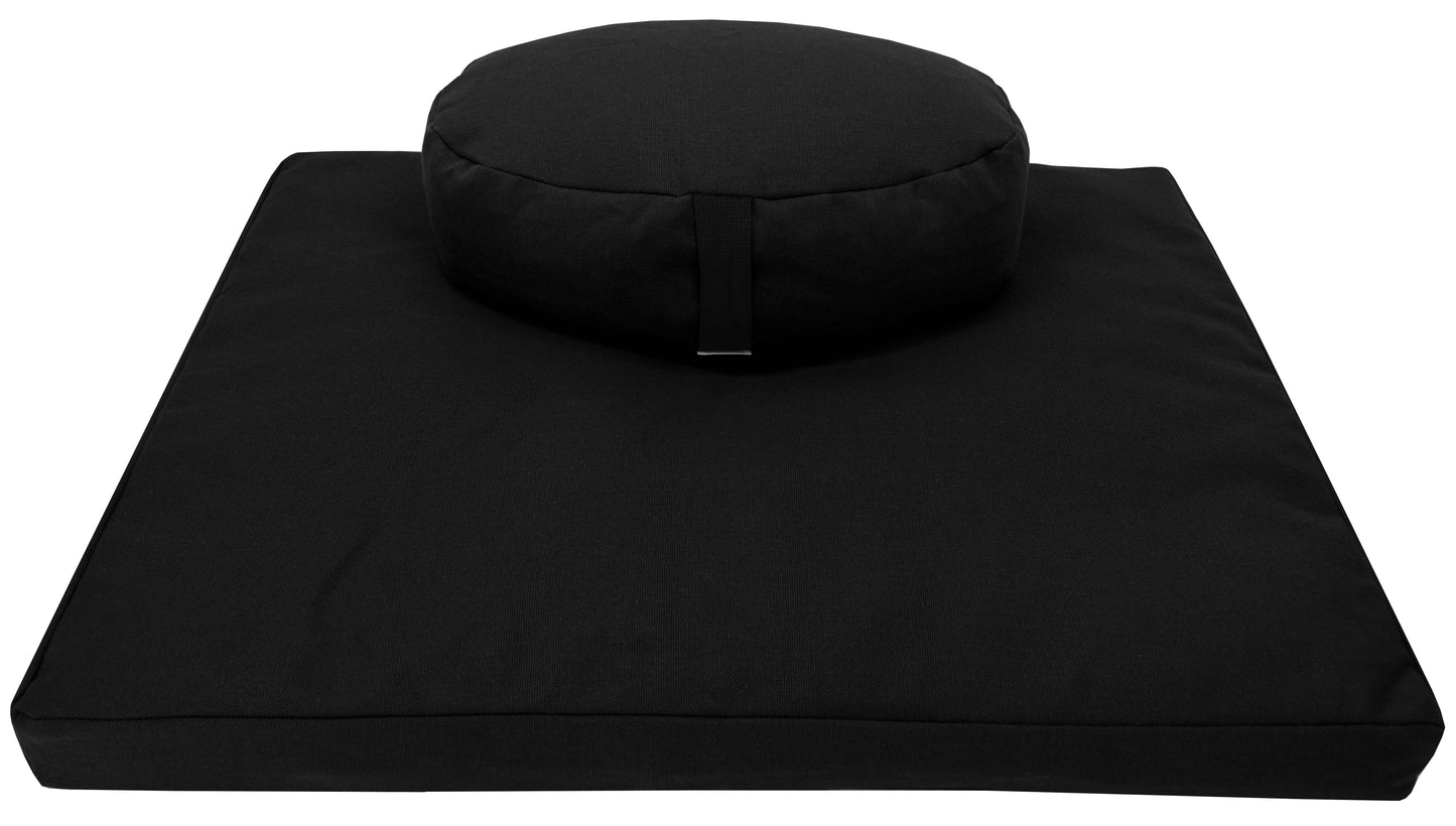 Zafu and Zabuton Meditation Cushion Set - Hemp fabric, Organic Buckwheat Hulls