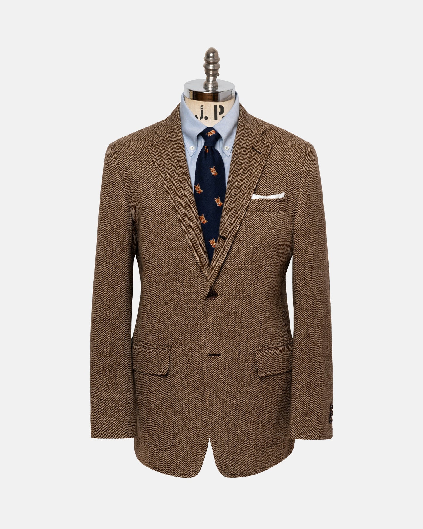 Made-in-USA Brown & Tan Herringbone Lambswool Sport Coat - Custom Make