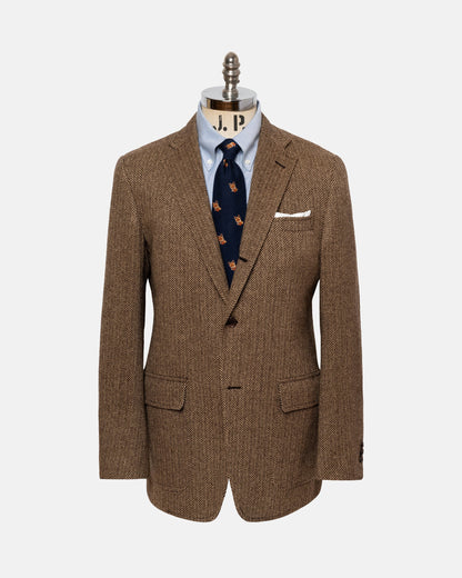Made-in-USA Brown & Tan Herringbone Lambswool Sport Coat - Custom Make