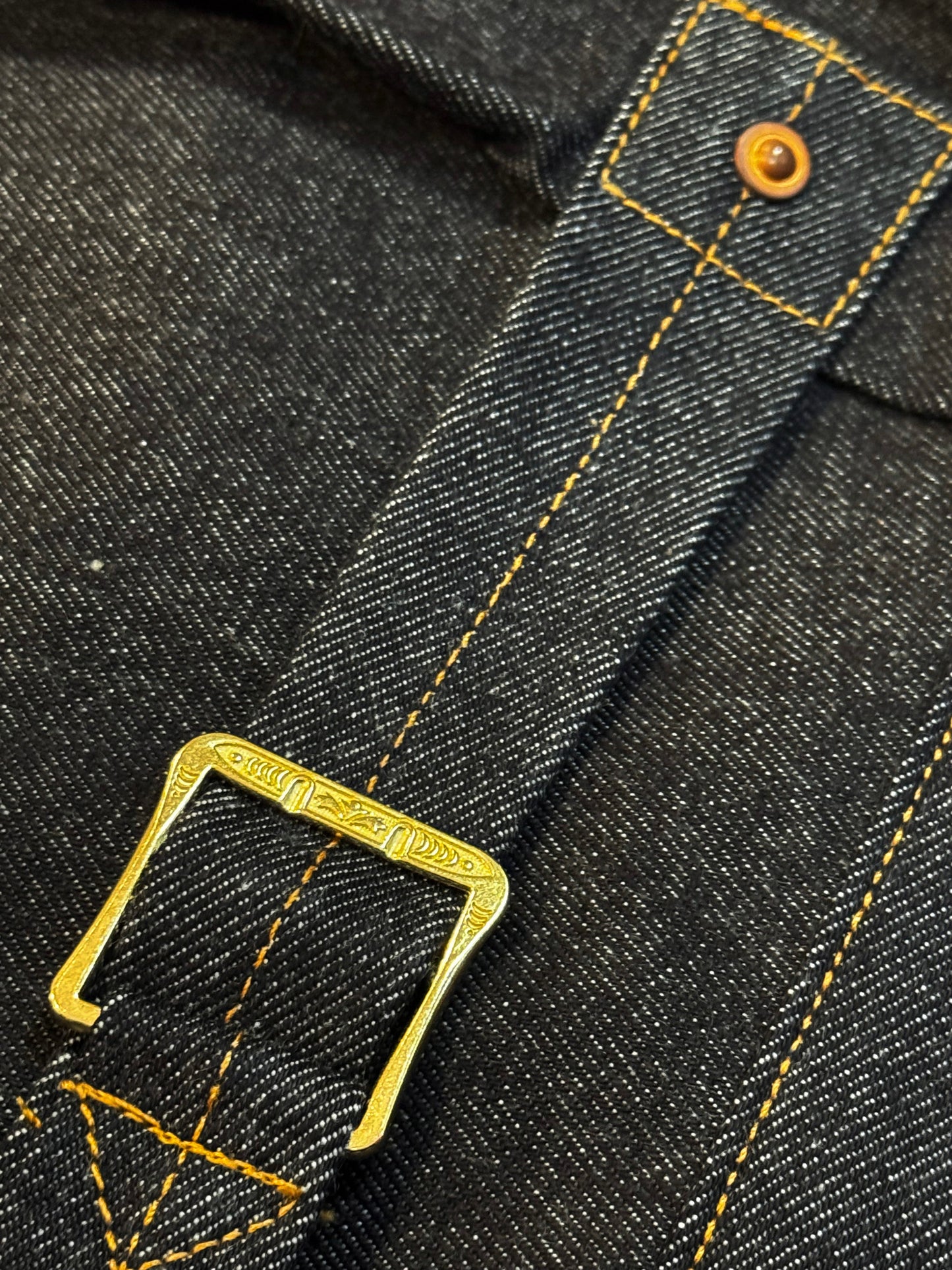 Vidalia Mills Deadstock 14oz Selvedge Indigo Muleskinner Buckle Back Denim Jacket