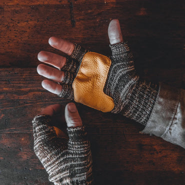 Fingerless Gloves | Desert & Natural Deerskin | Bradley Mountain