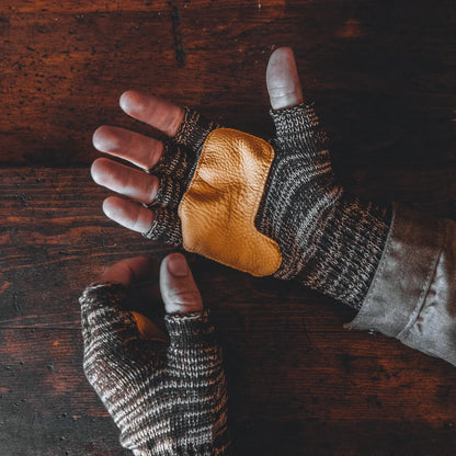 Fingerless Gloves | Desert & Natural Deerskin | Bradley Mountain
