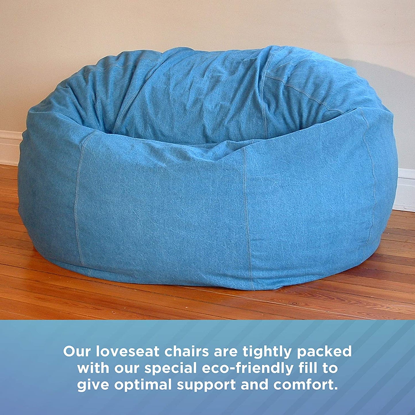 ComfyBean Family Bean Bag Loveseat - Cotton, Organic Cotton, Hemp