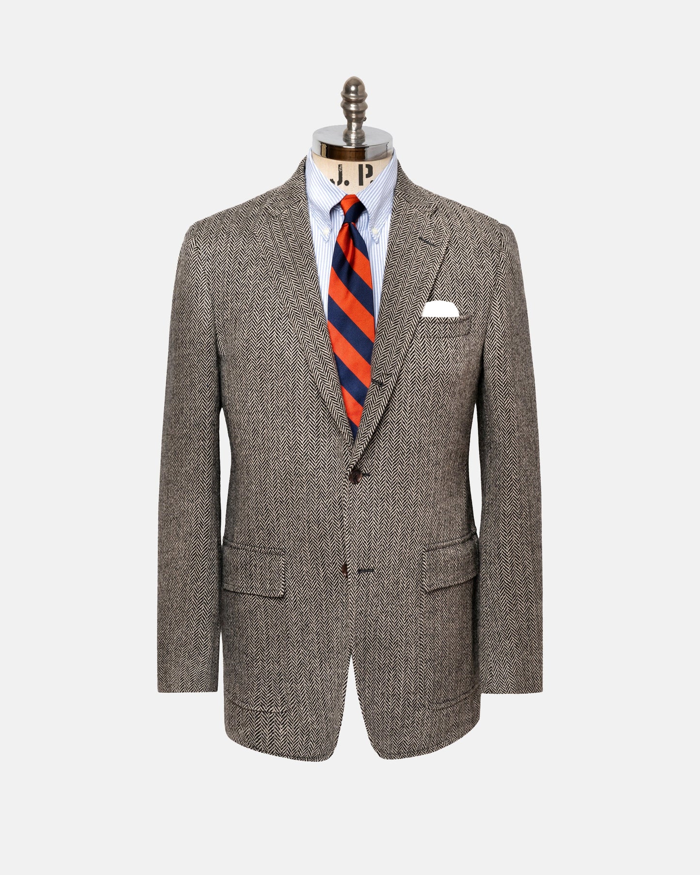 Made-in-USA Black & Cream Herringbone Lambswool Sport Coat - Custom Make