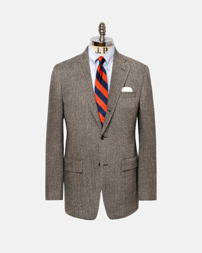 Made-in-USA Black & Cream Herringbone Lambswool Sport Coat - Custom Make