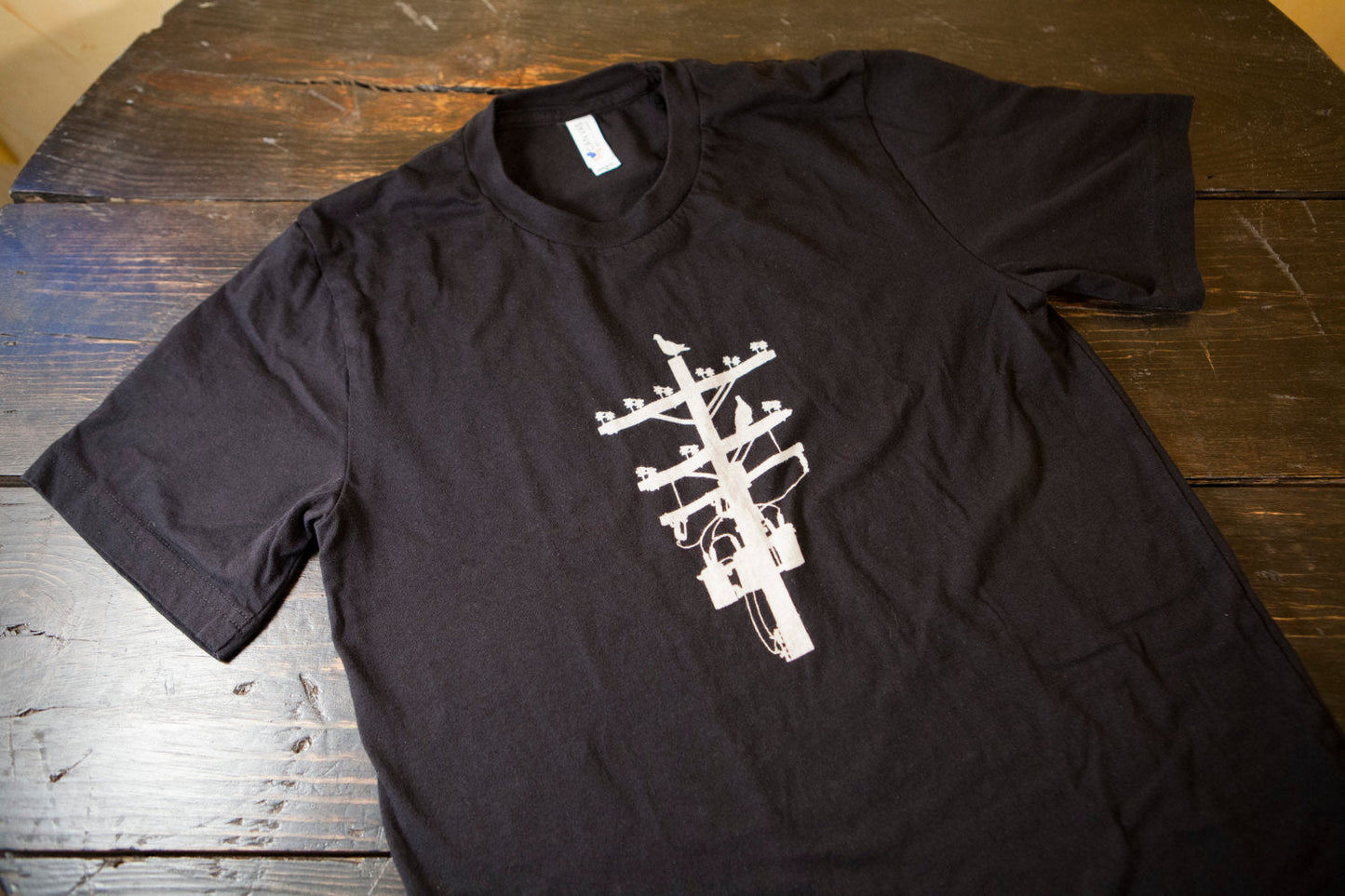 Black and White Pigeon Tree Logo Tee Made in USA T-shirt