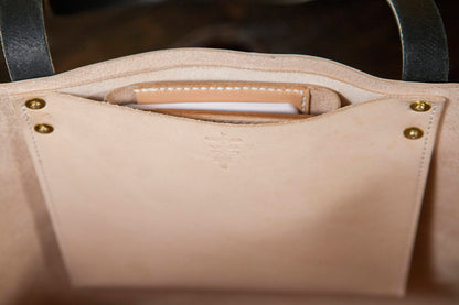 Made to Order - Natural Vegetable Tanned Leather Tote Shoulder Bag Made in USA