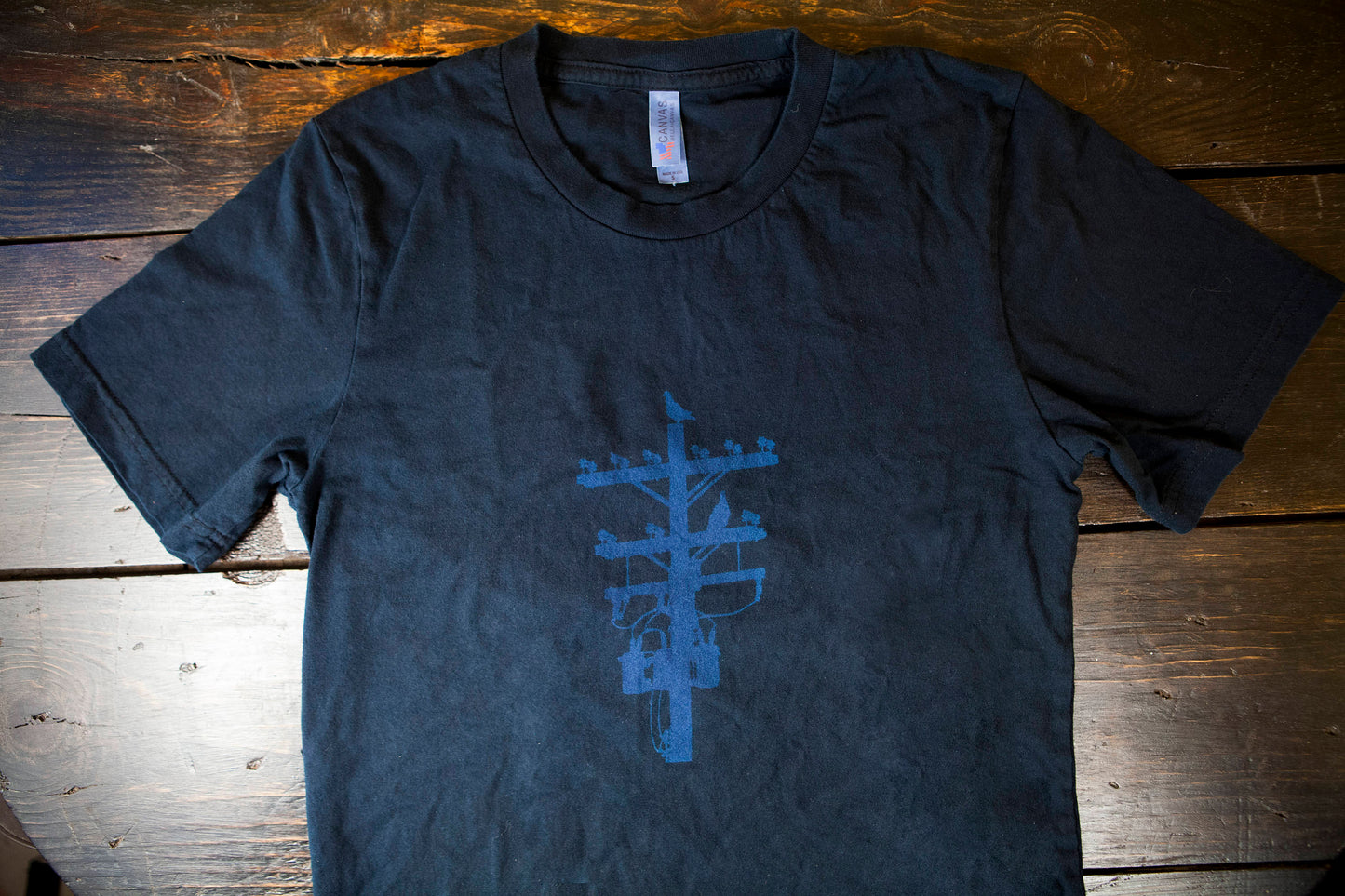 Black and White Pigeon Tree Logo Tee Made in USA T-shirt