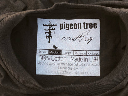 Black and White Pigeon Tree Logo Tee Made in USA T-shirt
