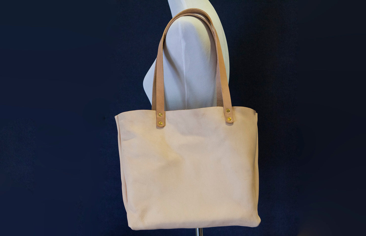 Made to Order - Natural Vegetable Tanned Leather Tote Shoulder Bag Made in USA