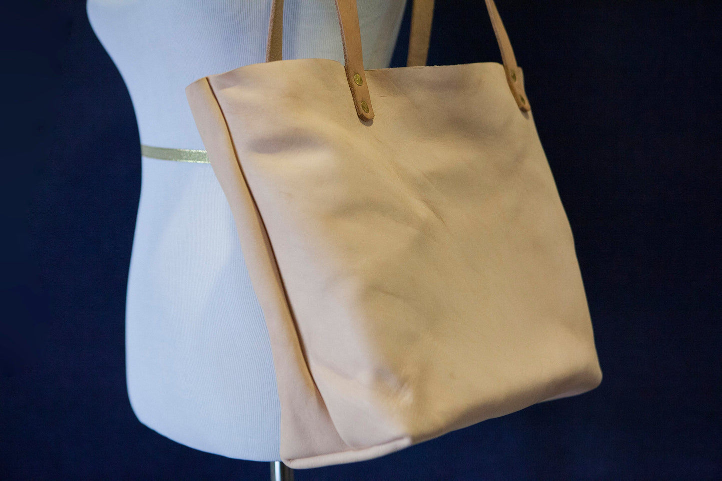 Made to Order - Natural Vegetable Tanned Leather Tote Shoulder Bag Made in USA