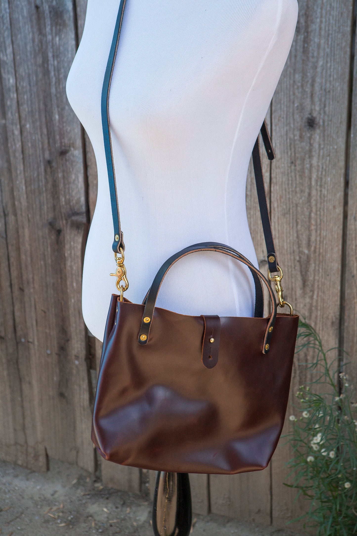 Made to Order - Oxblood Burgundy Handbag with Shoulder Strap, Black English Bridle Handles and Solid Brass Hardware Made in USA