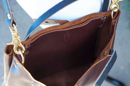 Made to Order - Oxblood Burgundy Handbag with Shoulder Strap, Black English Bridle Handles and Solid Brass Hardware Made in USA